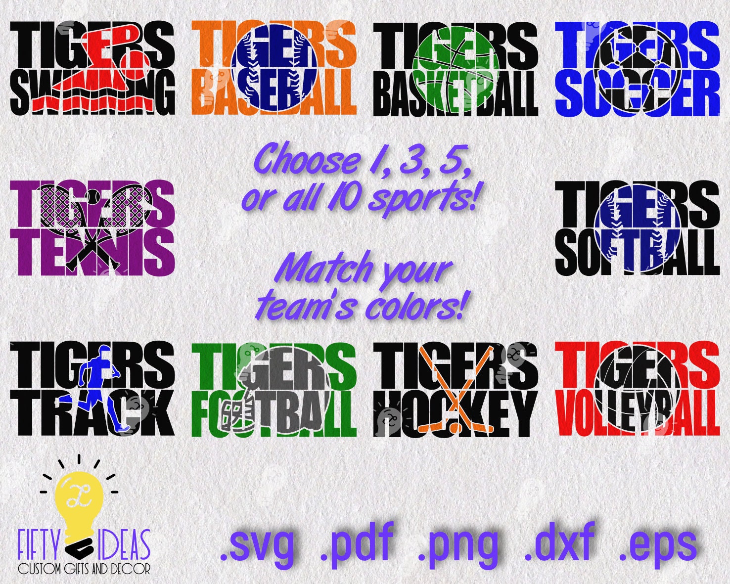 Tigers Sport Knockout Svg Cut File Football Baseball Basketball Soccer ...