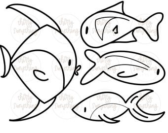 Dibujos de peces para colorear, animales marinos imprimibles (descarga digital)