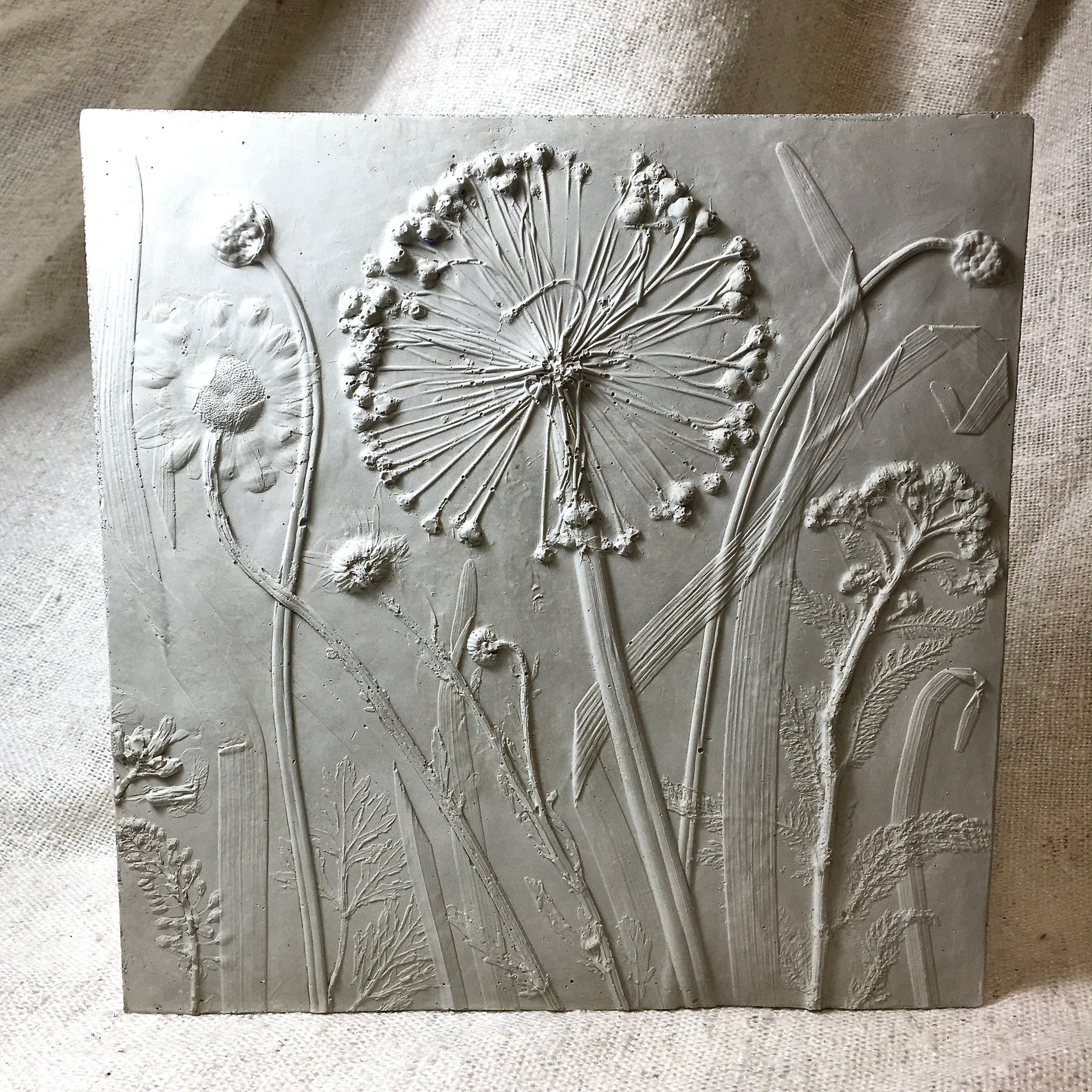 BasRelief Botanical Casting in Concrete Beautiful Nature Etsy