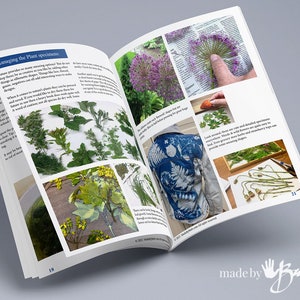 May include: Open book with the title "Managing the Plant Specimens" and images of pressed plants and flowers. The book shows how to use natural materials for crafting and art.