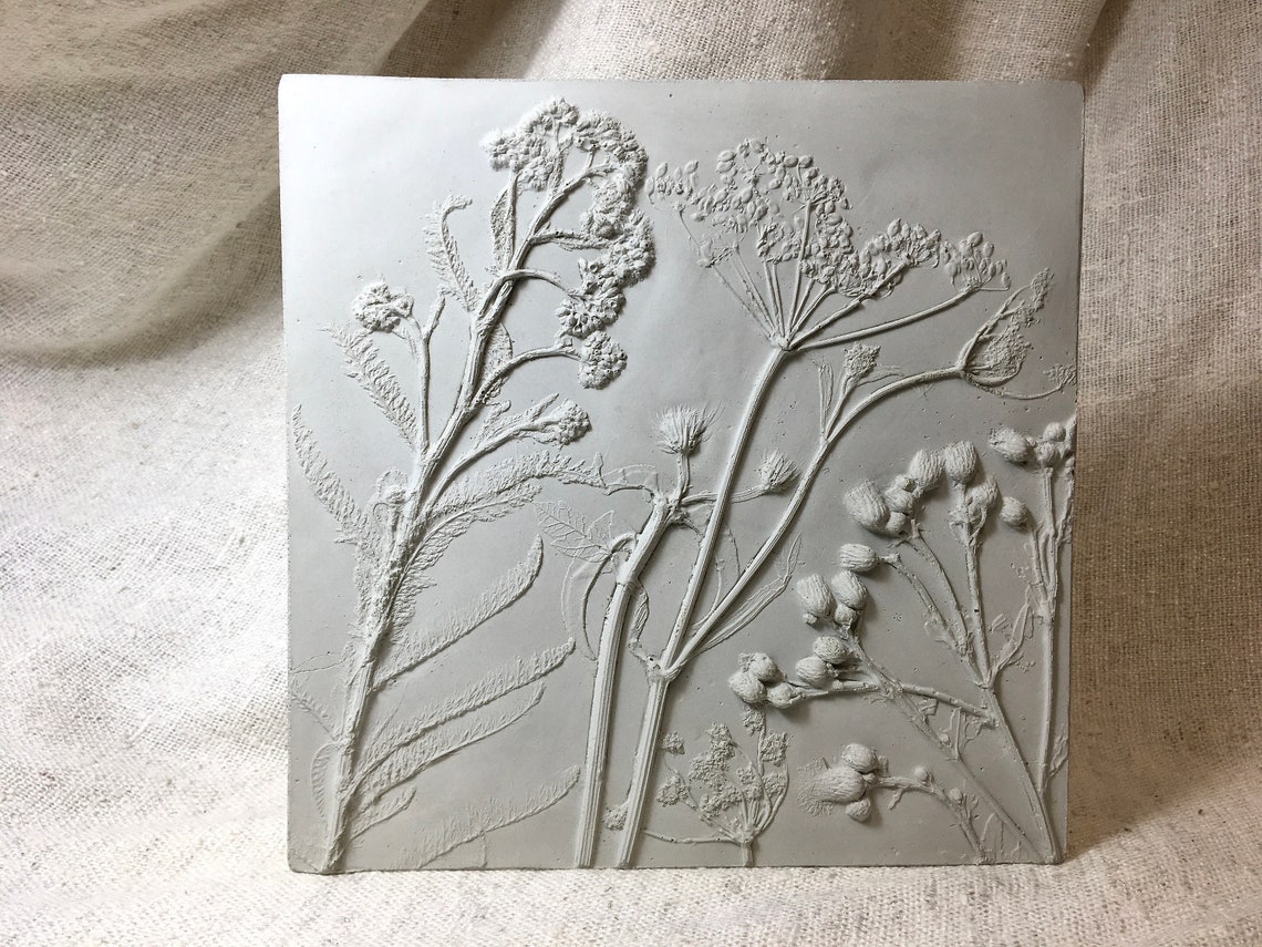 Basrelief Botanical Casting in Concrete Beautiful Nature Etsy
