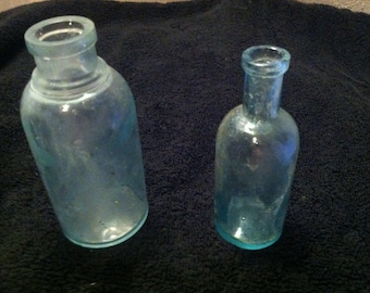 Antique Aqua Glass Bottles