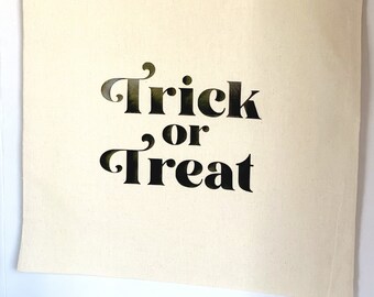 Trick or Treat Halloween Tote Bag, Modern Trick or Treat Bag