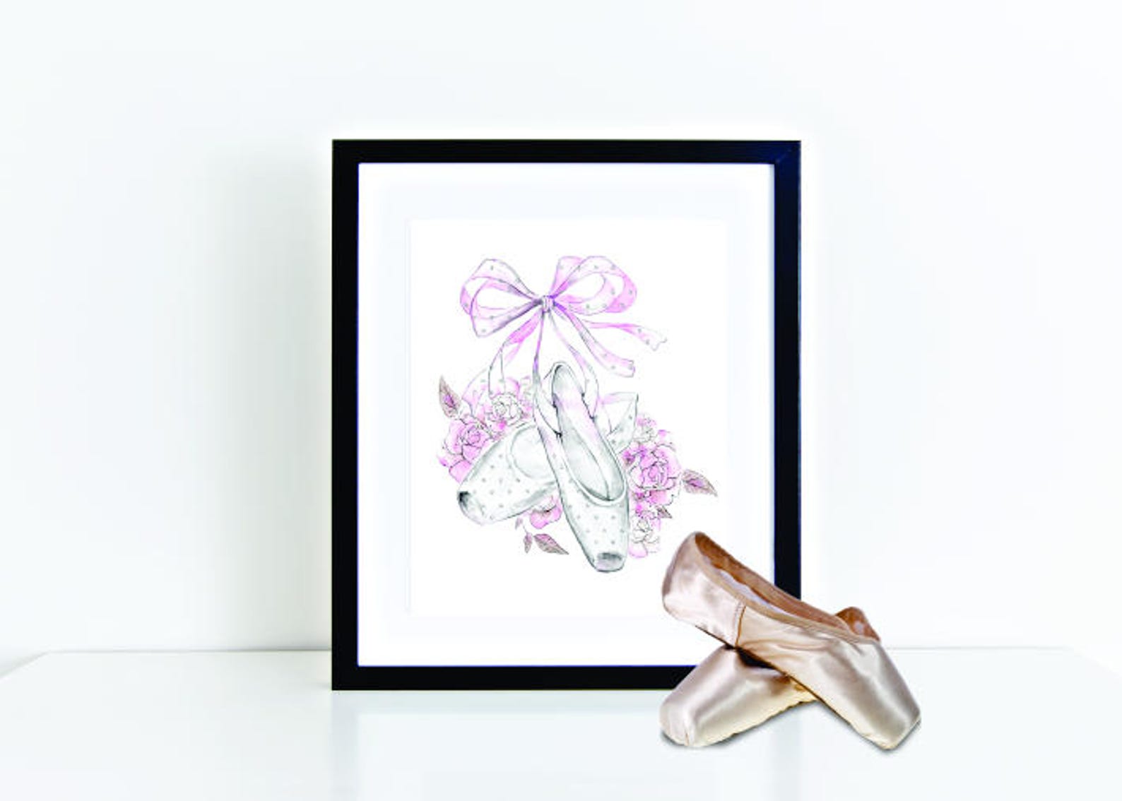dance gift, ballet shoe print, dancer recital gift, dance print, dance poster, pointe shoes, girl nursery print, girl bedroom de