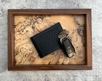 Valet Tray | Handmade Spalted Maple Catchall Tray | Wood Desk Organizer by Pacific Mountain Wood