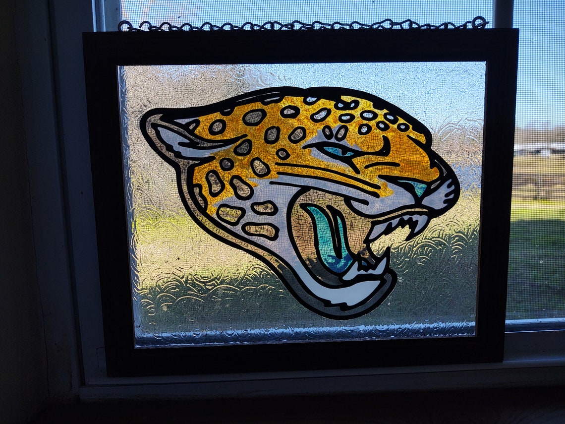 Painted stained glass Jacksonville Jaguars Handpainted Etsy