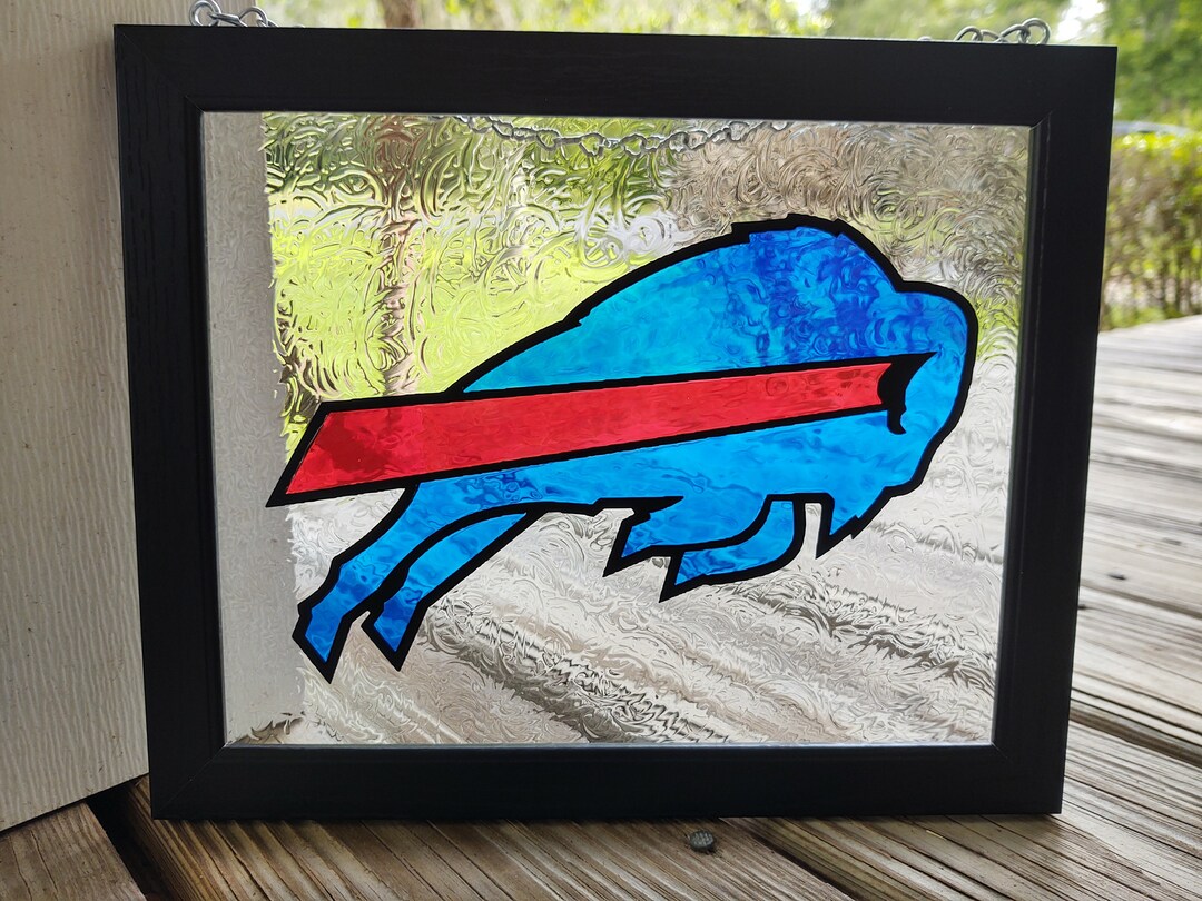 Buffalo Bills Painted Stained Glass Handpainted Black Frame 8x10 Etsy