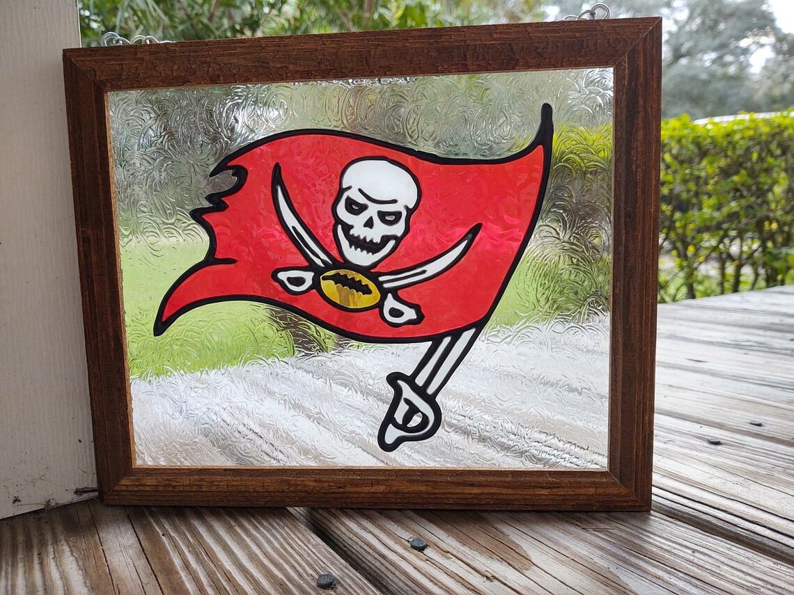 Painted Stained Glass Tampa Bay Buccaneers Handpainted Etsy