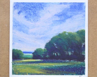 Early Morning Shadows - Pastel on Paper, Original Landscape Collection by Hannah Buchanan