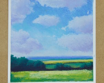 Summer Field IV - Pastel on Paper, Original Landscape Collection by Hannah Buchanan