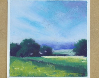 Summer Field I - Pastel on Paper, Original Landscape Collection by Hannah Buchanan