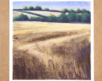 Dry June Fields - Pastel on Paper, Original Landscape Collection by Hannah Buchanan