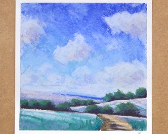 Frosty Morning Walk - Pastel on Paper, Original Landscape Collection by Hannah Buchanan