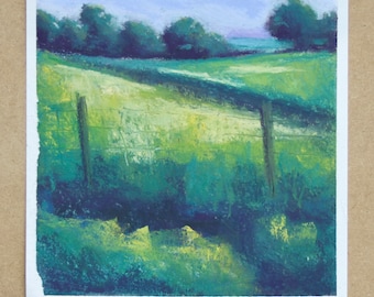 Summer Field III - Pastel on Paper, Original Landscape Collection by Hannah Buchanan