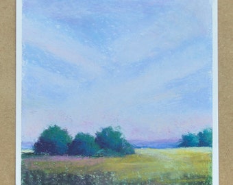 Pink Summer Skies - Pastel on Paper, Original Landscape Collection by Hannah Buchanan