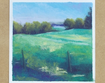 Summer Field II - Pastel on Paper, Original Landscape Collection by Hannah Buchanan
