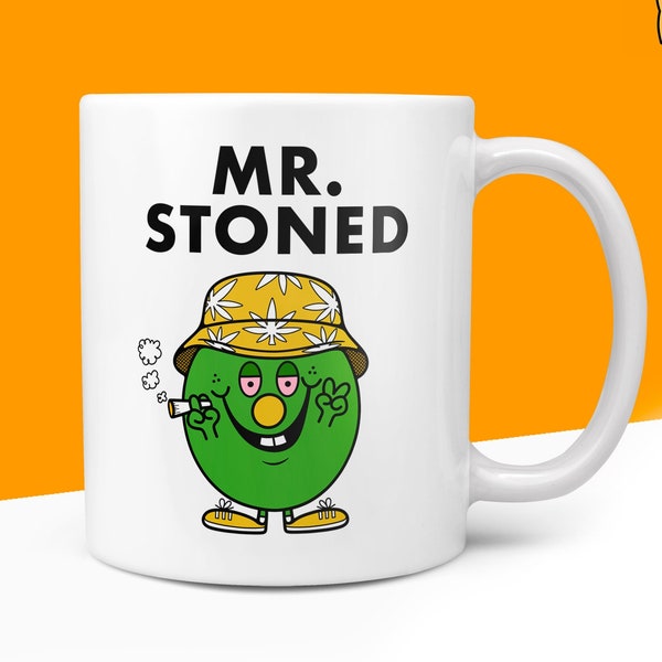 Novelty Mr STONED Mug Funny Men Mr Him Gift Secret Santa Present Unique Ceramic Novelty Office Birthday Christmas 10oz Coffee Tea Cup