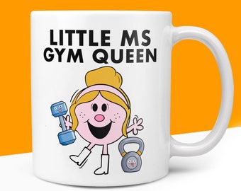 Novelty Little Ms GYM QUEEN 10oz Coffee Mug - Gift For Her Female Gym Muscle Workout Gifts Birthday Christmas Gym Workout Present