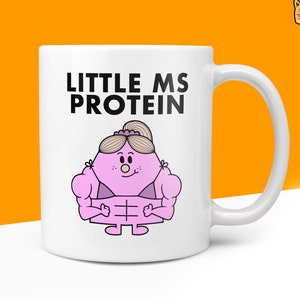 Novelty Little Ms PROTEIN Mug Funny Women's Miss Ladies Gift Secret Santa Present Unique Rude Ceramic Novelty Birthday Christmas 10oz