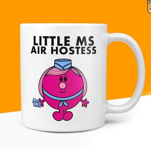 Novelty Little Ms AIR HOSTESS 10oz Coffee Mug - Plane Flight Gifts For Her Miss Female Birthday Christmas Present