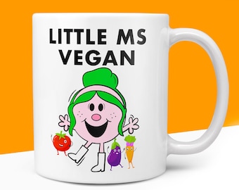 Little MS VEGAN Friend Office Bestie Birthday Christmas Gift For Vegans Vegetarian Miss Her Novelty Mr Men Gifts 10oz Coffee Tea Mug