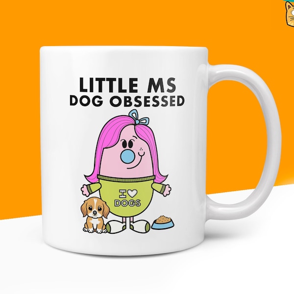 Novelty LITTLE Ms DOG OBSESSED Mug Funny Women's Miss Her Gift Secret Santa Present Ceramic Novelty Birthday Christmas 10oz Coffee Cup