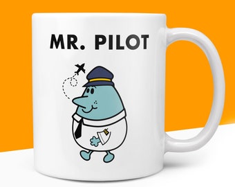 Novelty Mr PILOT Mug Funny Men Mr Him Gift Secret Santa Present Unique Ceramic Novelty Office Birthday Christmas 10oz Coffee Tea Cup