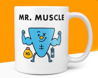 Novelty Mr Muscle 10oz Coffee Mug - Ideal Gym Enthusiast Gift for Men, Bodybuilding Theme, Durable Weightlifting for Men Him Design