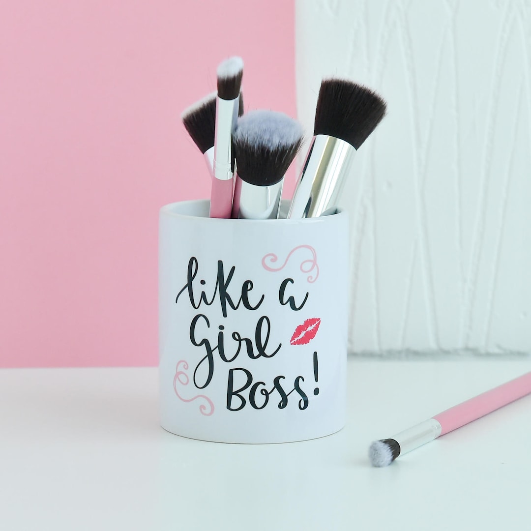 Like A Girl Boss Make up Brush Holder Pot Makeup Dressing Etsy