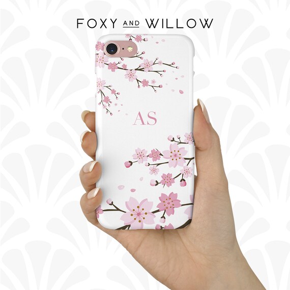Cherry Blossom Initials Phone Case Iphone 7 Case Iphone 8 Etsy
