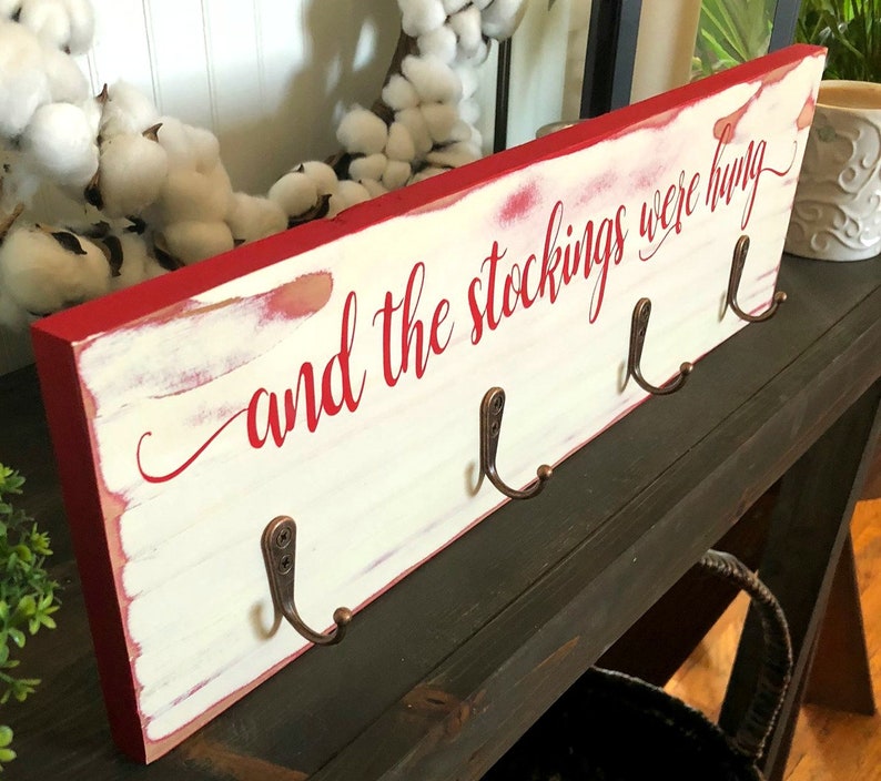 And the Stockings Were Hung Wood Sign Stocking Holder Sign Etsy