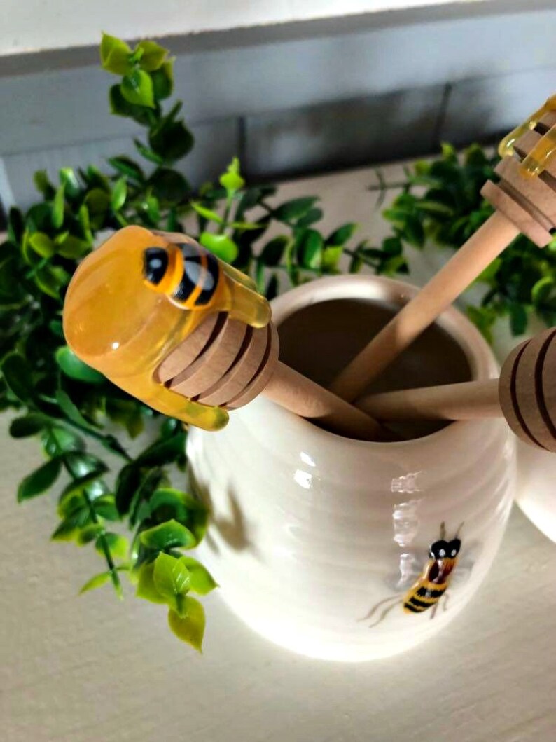 Wooden honey dippers honey bee decor tiered tray decor faux Etsy