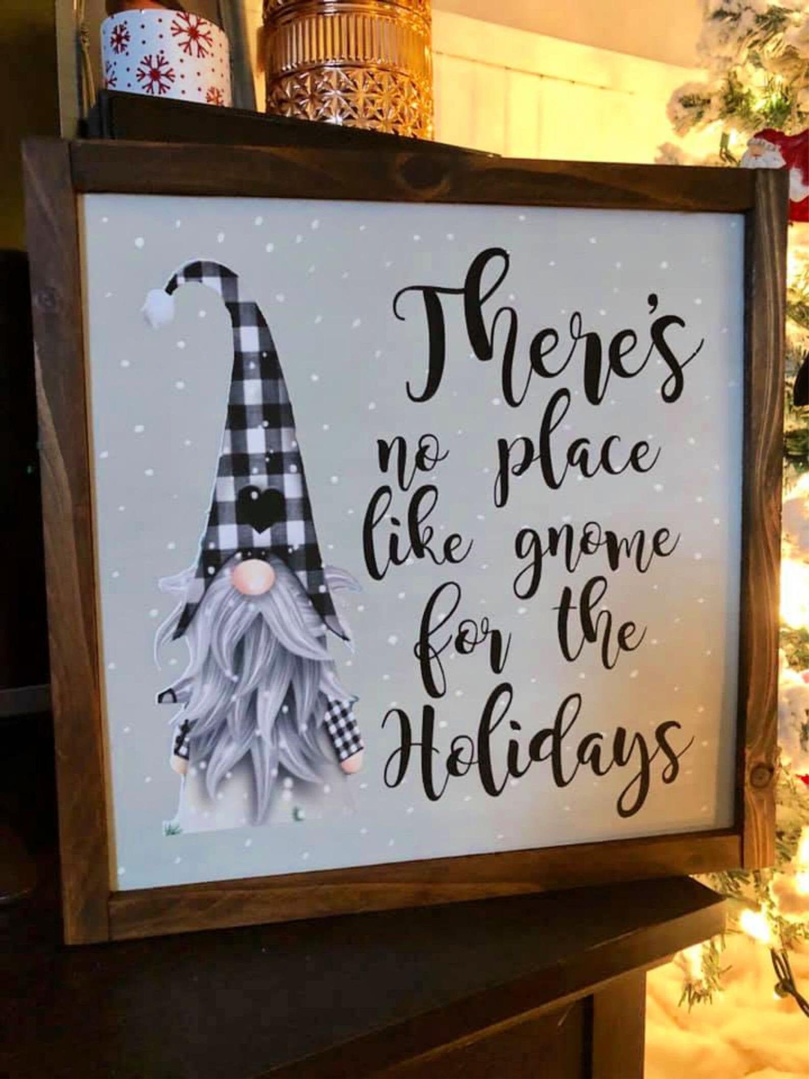 Download There's no place like gnome for the Holidays Framed Wood ...