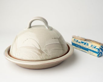 Butter Dish Ceramic, Butter or Cheese Dome - Wood Fired Stoneware Pottery Handmade by Monte Young - Seagrass