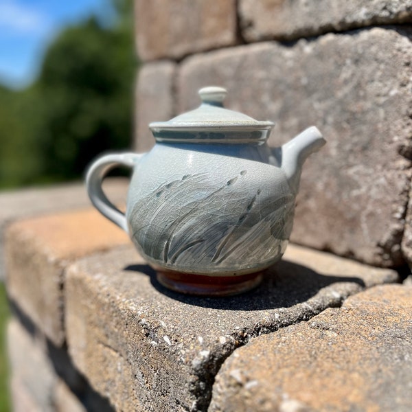 Teapot Ceramic - Wood Fired Hand Thrown Stoneware Pottery by Monte Young - READY to SHIP - SeaGrass Design...