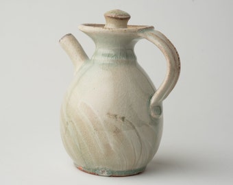 Olive Oil Dispenser- Windy Weeds - Ceramic with Handle - Wood Fired Stoneware Pottery Handmade by Monte Young - READY to SHIP photos prior