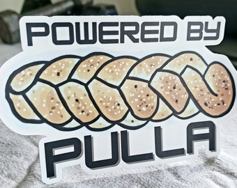 Powered by Pulla Bumper Sticker Cardamom Braid Vinyl Stick On Nordic Swedish Finnish Norwegian Foodie Gift, Scandinavian Stocking Stuffer