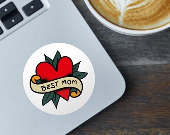 BEST MOM Laptop / Water Bottle Sticker,  Sticker for New Mom, Mom Tattoo Art Sticker, Mom Decal