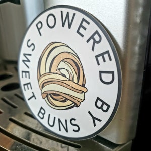 Powered by SWEET BUNS Sticker Swedish Cardamom Buns Vinyl all weather Stick On Nordic Pride image 4