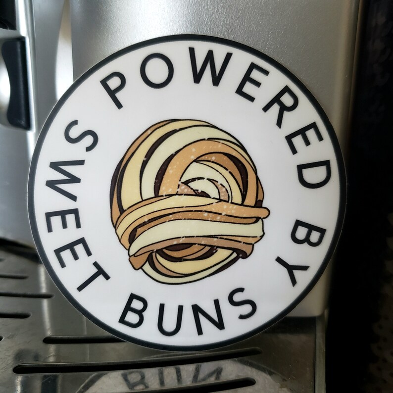 Powered by SWEET BUNS Sticker Swedish Cardamom Buns Vinyl all weather Stick On Nordic Pride image 2