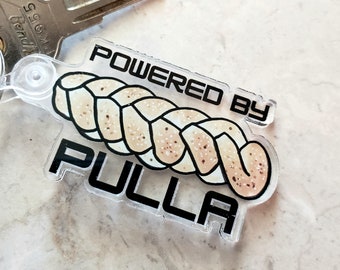 Powered by Pulla Keychain, Nordic Lanyard Key Fob, Scandinavian Gift, Foodie Stocking Stuffer