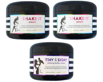 Major Discount! Perfect Postpartum package 2 -  Shake It scrub+cream + Tiny & Shiny for baby **SCROLL REVIEW images for the MANY benefits!