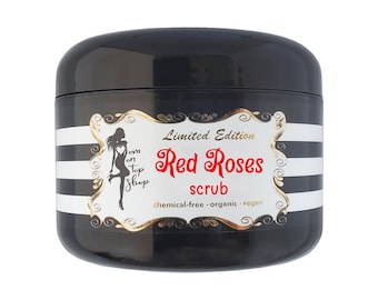 Limited Edition Red Roses naturally scented vitamin-packed SCRUB for daily use, organic vegan **SCROLL to see SO many ways it can help!