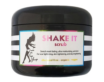 Shake It scrub - After pregnancy (or any time) multipurpose organic/vegan body scrub *SCROLL review images to see SO MANY ways it can help!