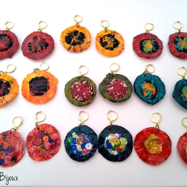 Boucles d'oreilles upcycling Coquelicots.