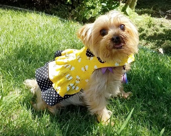 Girl Dog Harness Dress with Collar Options