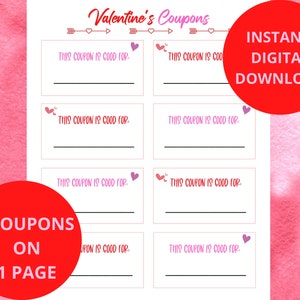 Cupones de San Valentín (Descarga digital instantánea)