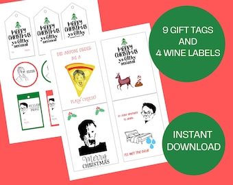 BÜNDEL! Home Alone Geschenkanhänger und Weinetiketten (Instant Digital Download)