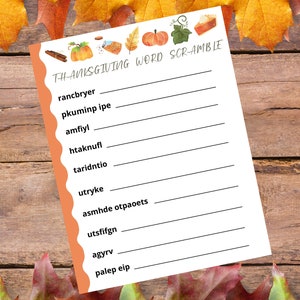 Thanksgiving Word Scramble (Printable Download)