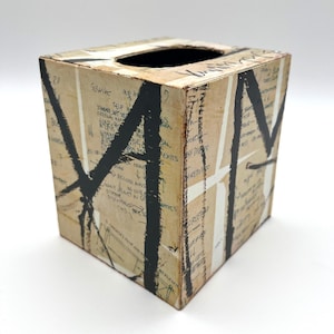 Upcycled Basquiat Tissue Holder |Handmade Neo-Expressionist Street Art Decor bild 3